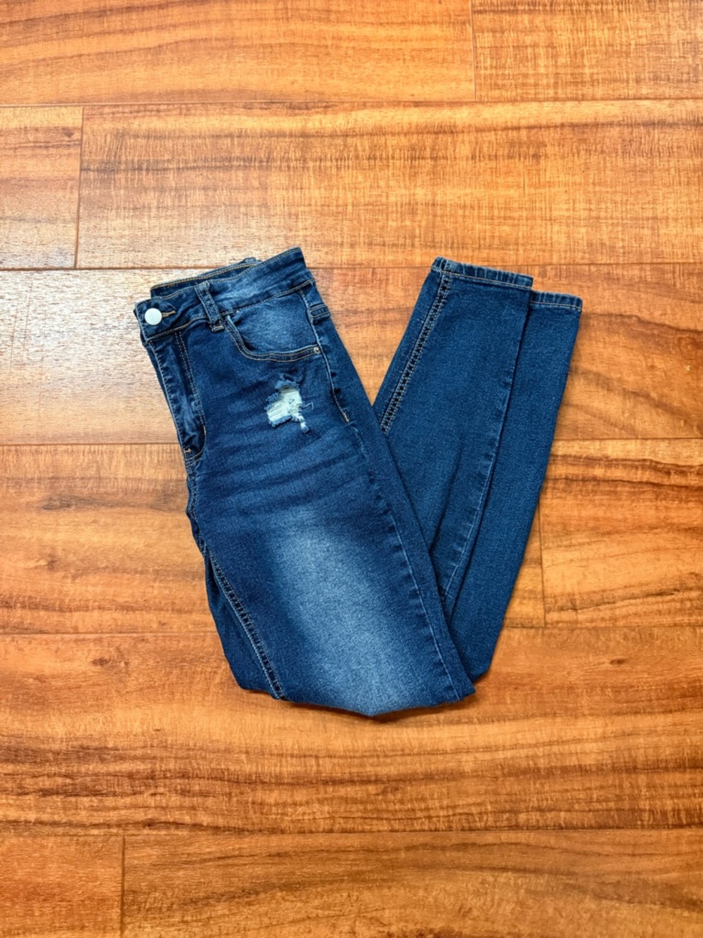 SHEIN Dark Blue High-Rise Skinny Jeans